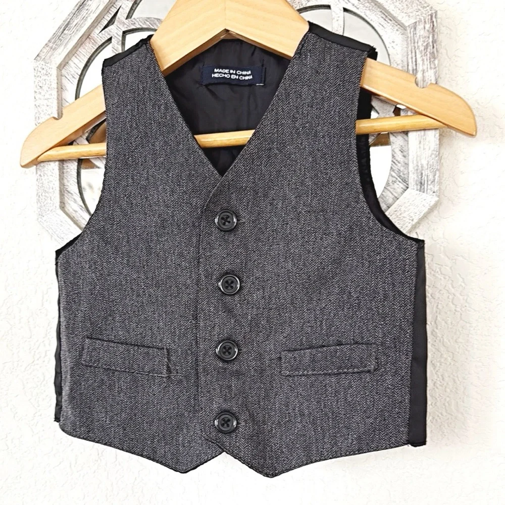 Zara • Boys Charcoal Gray Tailored Button Front Suit Vest